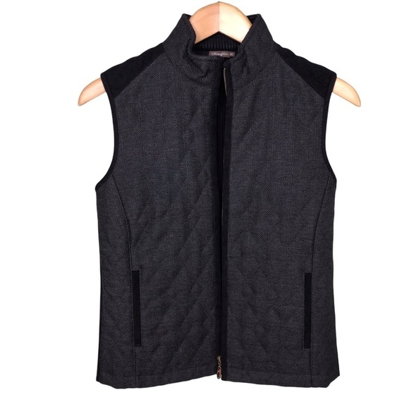 J McLaughlin Bennet Tweed Quilted Vest Ribbed Knit Back Black Size XS - Picture 3 of 11